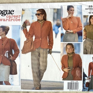 Vintage 1990&#39;s Vogue Pattern 2518, Vogue Career Wardrobe, Misses&#39; Jacket/Top/Skirt/Pants, UNCUT/FF, Size 12-14-16