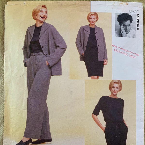 Vogue Isaac Mizrahi Pattern 1986, Vogue Attitudes, Misses'/Misses' Petite Jacket/Dress/Pants/Belt, UNCUT, Size 8-10-12