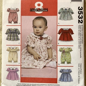 McCall&#39;s Pattern 3532, 8 Great Looks, Infants&#39; Dress/Romper/Panties, UNCUT/FF, Small-Medium-Large-XLarge
