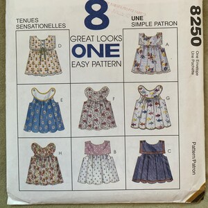 Vintage 1990&#39;s McCall&#39;s Pattern 8250, 8 Great Looks, Infant Sundress and Panties, UNCUT, Size S-XL