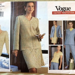Vintage 1990&#39;s Vogue Pattern 1924, Vogue Career Wardrobe, Misses&#39;/Misses&#39; Petite Jacket/Dress/Top/Skirt/Pants, UNCUT/FF, Size 14-16-18