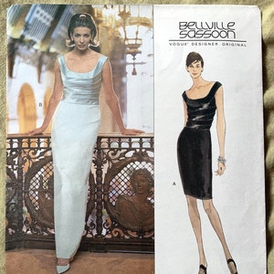 Vintage 1990's Vogue Pattern 1966, Designer Original, Bellville Sassoon, Misses' Dress, UNCUT/FF, Size 12-14-16