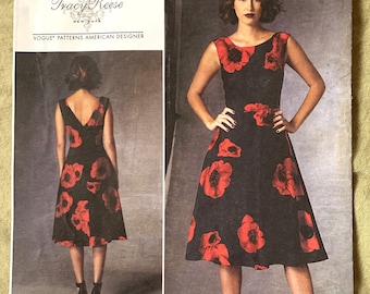 2014 Vogue patroon V1422, Amerikaanse ontwerper, Tracy Reese, Misses'/Misses' Petite Dress, UNCUT/FF, maat A5 (6-8-10-12-14)