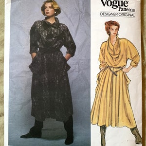 Vintage 1980&#39;s Vogue Pattern 1256, Vogue Designer Original, Issey Mikae, Misses&#39; Dress, CUT, Size 14
