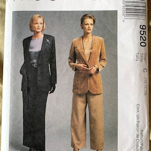 Vintage 1990&#39;s McCall&#39;s Pattern 9520, Misses&#39; Jacket/Top/Pants, UNCUT, Size C (10,12,14) or D (12,14,16)