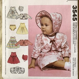 McCall&#39;s Pattern 3545, Gooseberry Hill, Infants&#39; Dress/Jacket/Hat/Panties, UNCUT/FF, Small-Medium-Large-XLarge