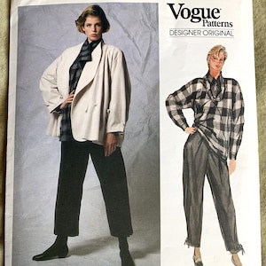 Vintage 1980&#39;s Vogue Pattern 1257, Issey Mikaye, Misses&#39; Jacket/Pants/Top, UNCUT/FF, Size 8