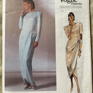 Vintage 1980&#39;s Vogue Pattern 1884, Designer Original, Bellville Sassoon, Misses&#39; Dress, UNCUT/FF, Size 12