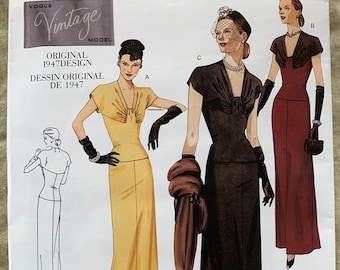 Vogue Vintage Model Pattern 2610, Original 1947 Design, Misses&#39; Dress, UNCUT/FF, Size 12-14-16