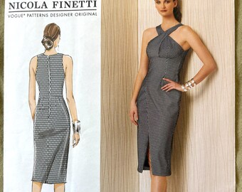 Modello Vogue 2016 V1498, Nicole Finetti, abito da donna, NON TAGLIATO, taglia A5 (6-8-10-12-14) o E5 (14-16-18-20-22)