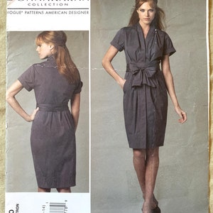 2011 Vogue Pattern V1220, Donna Karan, Misses&#39; Dress and Belt, UNCUT/FF, Size BB (8-10-12-14)