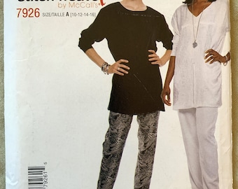 Vintage 1990's Easy Stitch 'n Save Pattern 7926, Misses' Tunic and Pants, UNCUT/FF, Size A (10-12-14-16) or B (18-20-22-24)