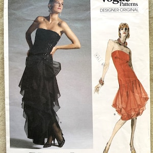 Vintage 1980&#39;s Vogue Pattern 1701, Designer Original, Bellville Sassoon, Misses&#39; Dress, UNCUT/FF, Size 12