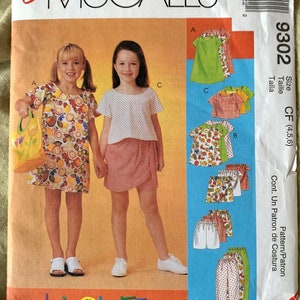Vintage 1990&#39;s Easy McCall&#39;s Pattern 9302, Kidstuff, Girls&#39; Dress/Top/Pants/Shorts/Skort, UNCUT, Size CF (4,5,6)