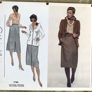 Vintage 1970&#39;s Vogue Pattern 1790, American Designer, Calvin Klein, Jaqueta/Blusa/Saia Misses, UNCUT/FF, Tamanho 10