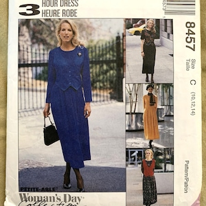 Vintage 1990&#39;s McCall&#39;s Pattern 8457, Women&#39;s Day Collection, Misses&#39; 3 Hour Dress, Size A (6,8,10) or Size C (10,12,14)