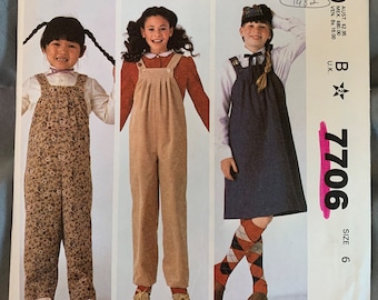 Vintage McCall's CHILDREN'S Pattern 7706, Jumper/Jumpsuit, Size 6 or Size 7