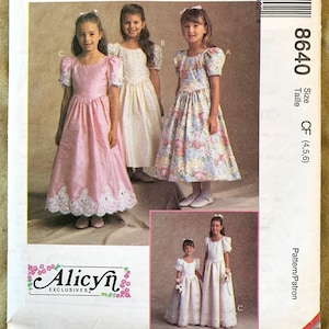 Vintage 1990&#39;s McCall&#39;s Pattern 8640, Alicyn Exclusives, Girls&#39; Dress, UNCUT, Size CF (4,5,6)