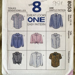 Vintage 1990&#39;s McCall&#39;s Pattern 8673, 8 Great Looks ONE Easy Pattern, Misses&#39; Blouses, UNCUT, Size Medium (12,14)
