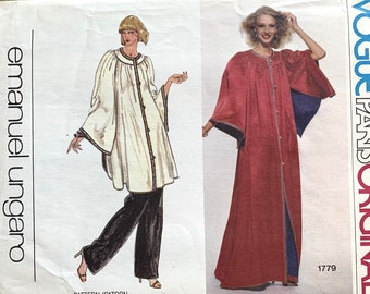 Vintage 1970's Vogue Pattern 1779, Paris Original, Emanuel Ungaro, Misses' Robe, UNCUT/FF, Tamaño 10