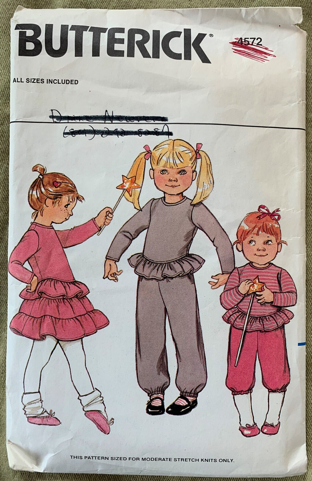 Vintage Butterick Pattern 4572, TODDLERS' Top/skirt/pants/knickers, CUT ...