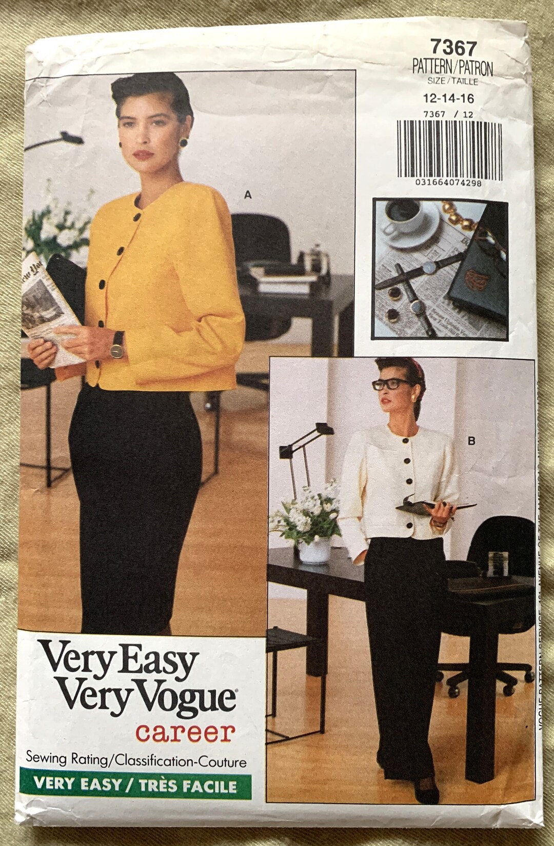 Vintage 1980's Vogue Pattern 7367, Vogue Career, Misses' Jacket/pants ...