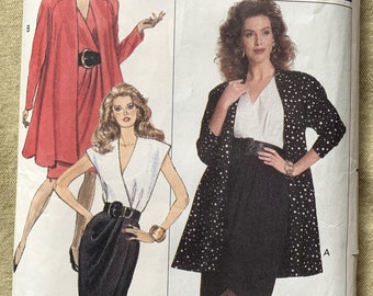Vintage 1980's Butterick Muster 6150, David Warren, Misses 'Jacke und Kleid, CUT, Größe 14-16-18
