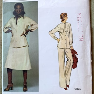 Vintage 1970&#39;s Vogue Pattern 1366, American Designer, Calvin Klein, Jaqueta/Calça/Saia/Camisa Misses, CORTE, Tamanho 14