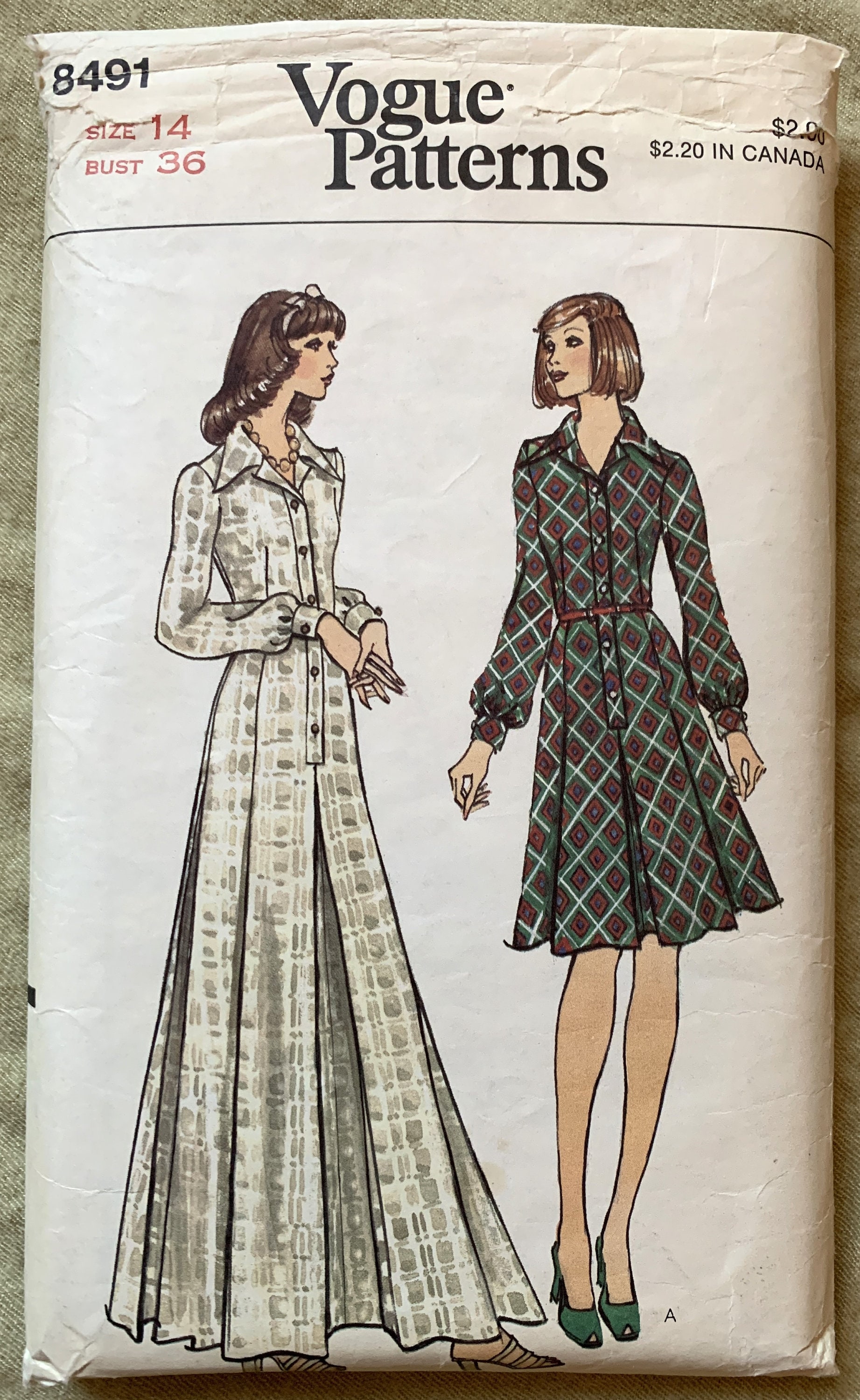 Vintage 1970's Vogue Pattern 8291, Misses' Dress, CUT, Size 14 - Etsy