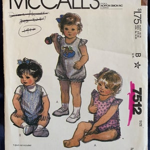 Vintage McCall es Pattern 7512, Baby Strampler, Größe Medium (21-26lb)