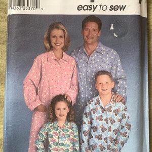 2001 Simplicity Pattern 9964, pigiama per bambino e adulto, NON TAGLIO, taglia A (bambino Xs-L/adulto Xs-Xl)