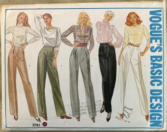 Vintage 1980's Vogue Pattern 2761, Vogue's Basic Design, Misses' Pants, UNCUT, Size 10