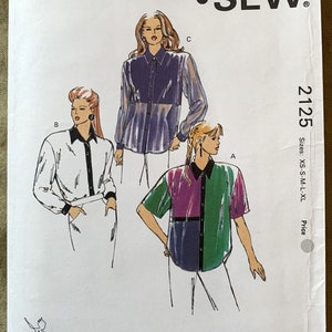Vintage 1990&#39;s Kwik Sew Pattern 2125, Misses&#39; Shirts, UNCUT, Size XS-S-M-L-XL