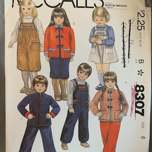 Jahrgang McCall KINDER Muster 8307, Jacke/Romper/Jumper, UNCUT, Größe 6