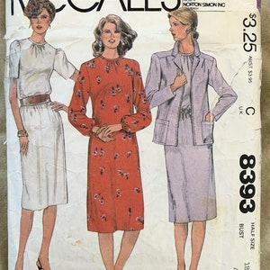 Vintage 1980's McCall's Pattern 8393, Half Size Jacket and Dress, CUT, Size 18.5, Bust 41