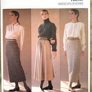 Vintage 1980&#39;s Vogue Pattern 1790, American Designer, Calvin Klein, Misses&#39; Skirt, UNCUT/FF, Size 12