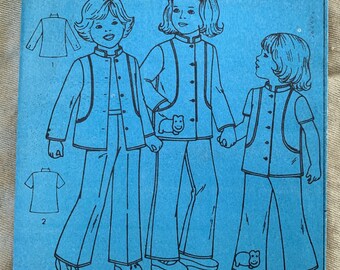Little Girls Pants and Unlined Jacket Simplicity 7991 Vintage Sewing Pattern Size 3-4 Breast 22-23 UNCUT