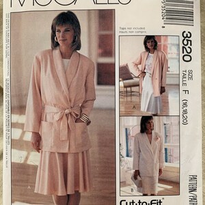 Vintage McCall&#39;s Pattern 3520, Woman&#39;s Day Collection, Misses&#39; Jacket/Belt/Skirt, UNCUT, Size F (16,18,20)