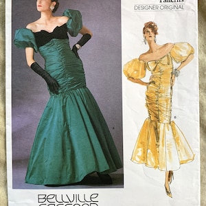 Vintage 1980&#39;s Vogue Pattern 1819, Designer Original, Bellville Sassoon, Misses&#39; Dress, CUT, Size 14