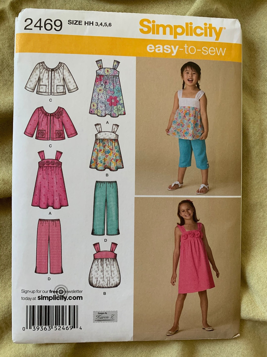 Simplicity Sewing Pattern 2265, Child's and Girls' Dress in Two Lengths With Bodice Variations, Uncut/ff, Childs'/girls' Size 4 5 6 7 8