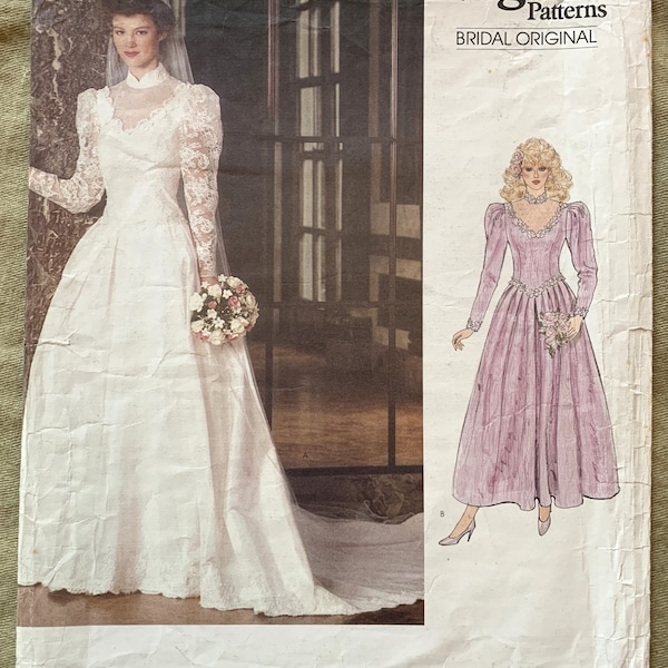 Vintage 1980's Vogue Pattern 1092, Vogue Bridal Original, Misses' Bridal Dress and Petticoat, UNCUT/FF, Size 8