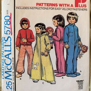 Vintage McCall&#39;s Carefree Pattern 5780, Patterns with a Plus, Toddlers&#39; Pajamas/Robe/Jacket, CUT, Size 1