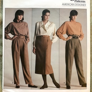 Vintage 1980&#39;s Vogue Pattern 1626, American Designer, Calvin Klein, Misses&#39; Skirt and Pants, UNCUT/FF, Size 10