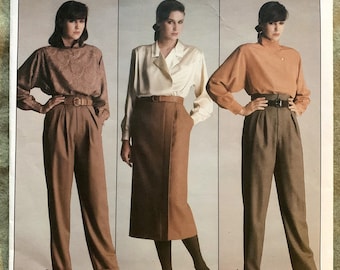 Vintage 1980's Vogue Pattern 1626, American Designer, Calvin Klein, Misses' Skirt and Pants, UNCUT/FF, Size 10