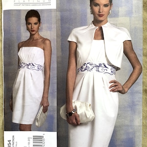 2010 Vogue Pattern V1154, American Designer, Badgley Mischka Platinum, Misses&#39; Jacket and Dress, UNCUT/FF, Size EE (14-16-18-20)