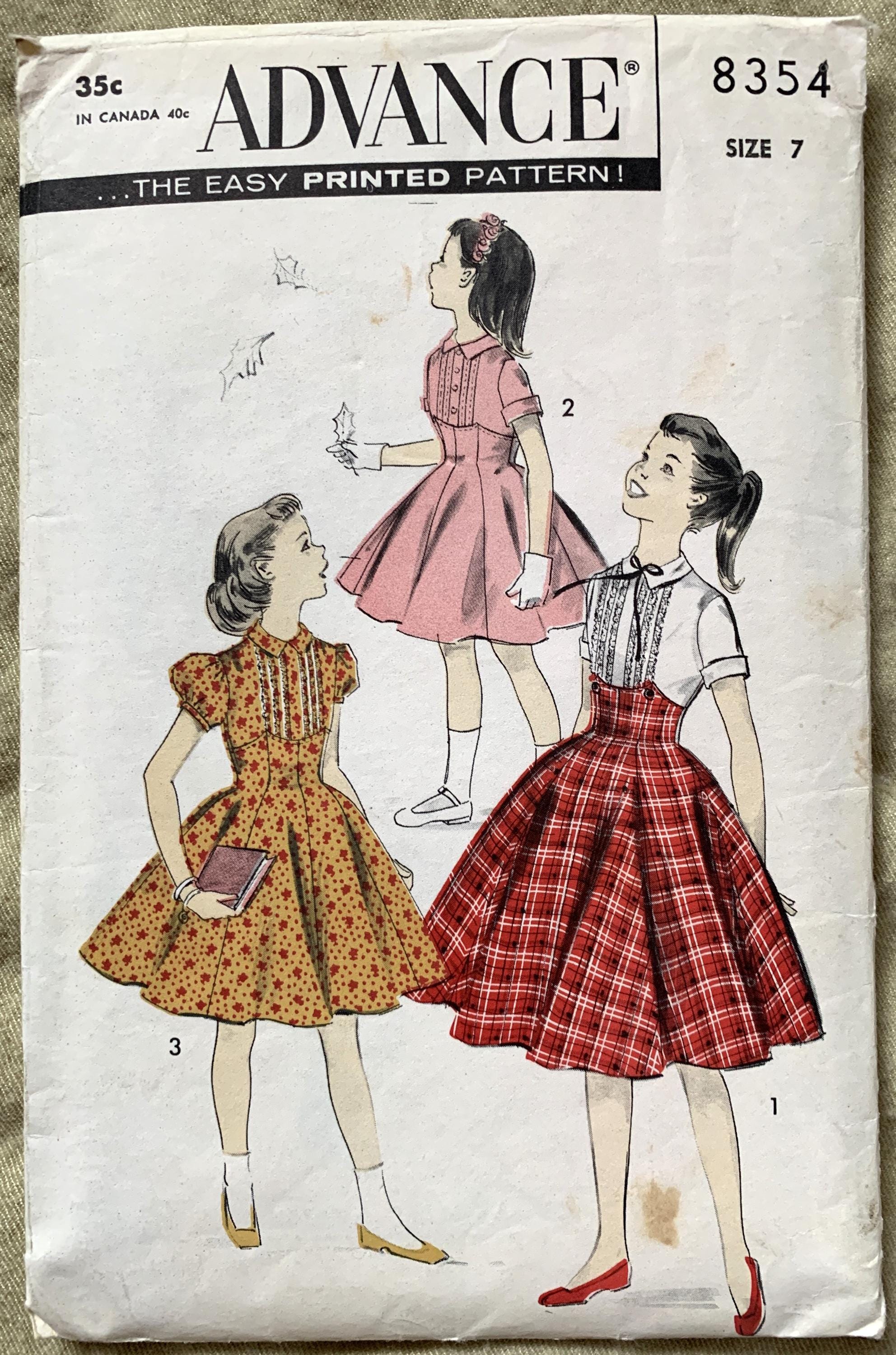 Vintage 1950's Advance Pattern 8354, Girl's Dress, CUT, Size 7 - Etsy