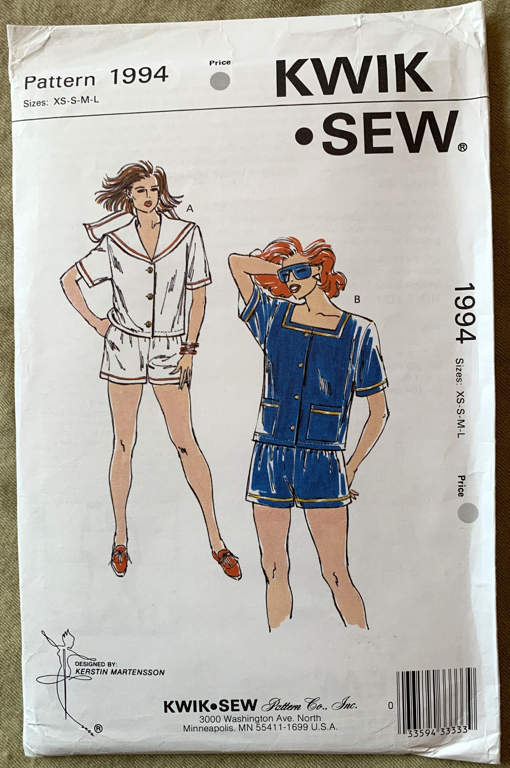 Vintage 1990's Kwik Sew Pattern 1994, Misses' Shorts and Top