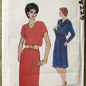 Vintage 1980&#39;s Very Easy Vogue Pattern 8002, Misses&#39; Dress, CUT, Size 12-14-16