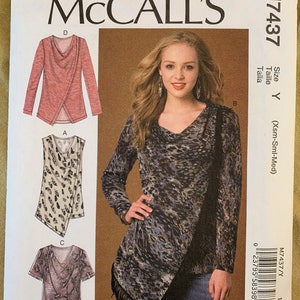 McCall&#39;s Pattern M7437, Misses&#39; Tops and Tunic, UNCUT, Size Y (Xsm-Sml-Med)