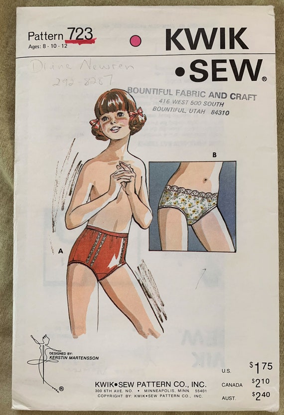 Vintage Kwik Sew Pattern 723, Girls' Panties, UNCUT, Size 8-10-12 -   Norway